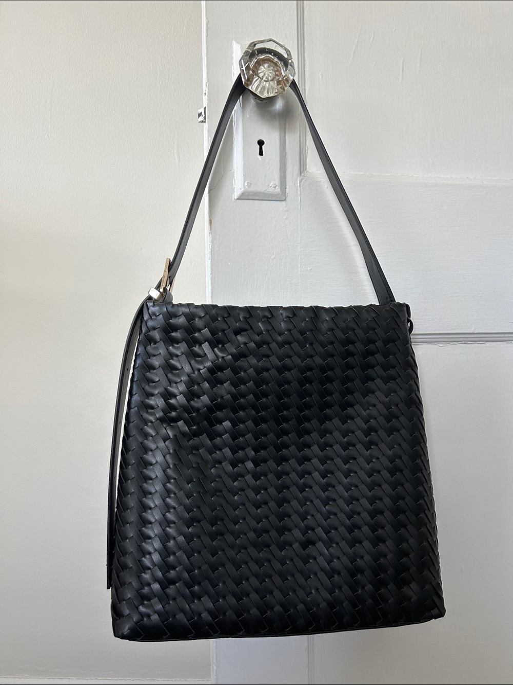 a new day Black Woven Shoulder Bag with Single Strap